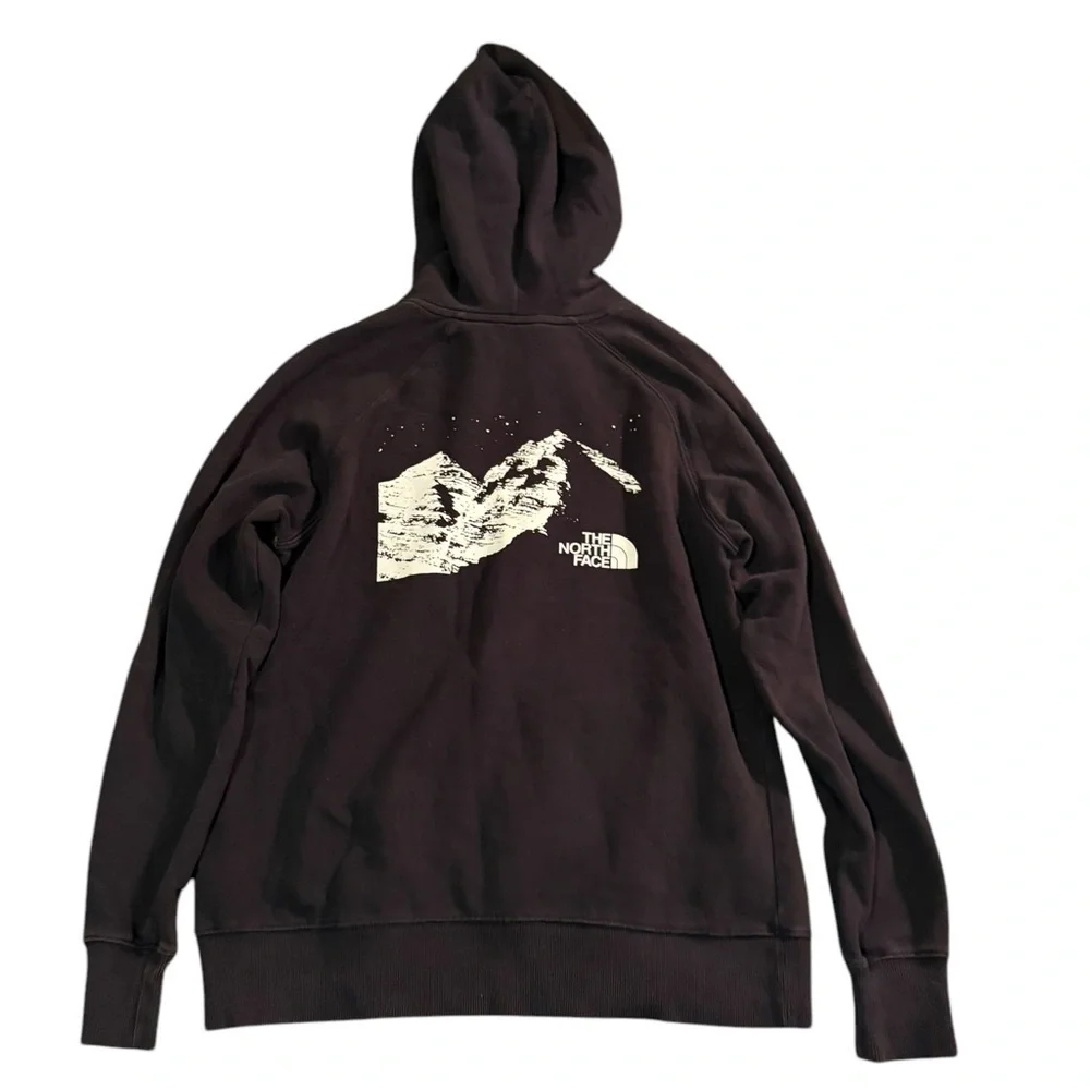 The North Face black hoodie with white mountain graphic #outdoor Small - Picture 3 of 7
